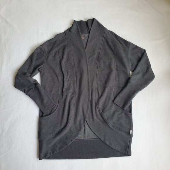 ❌️Eddie Bauer Womens Camp Fleece Wrap Cardigan Open Front Gray Size XL - Picture 9 of 10